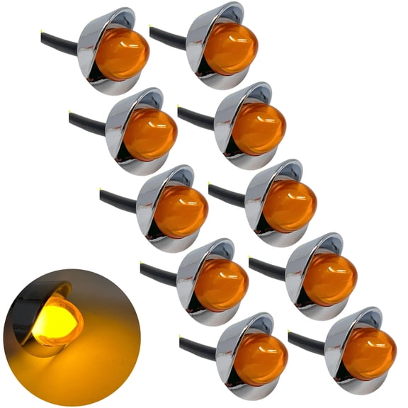 Amber Mini Watermelon Lights 3/4" Diameter 1LED GLO Vingtage Dome Style IP65 10x