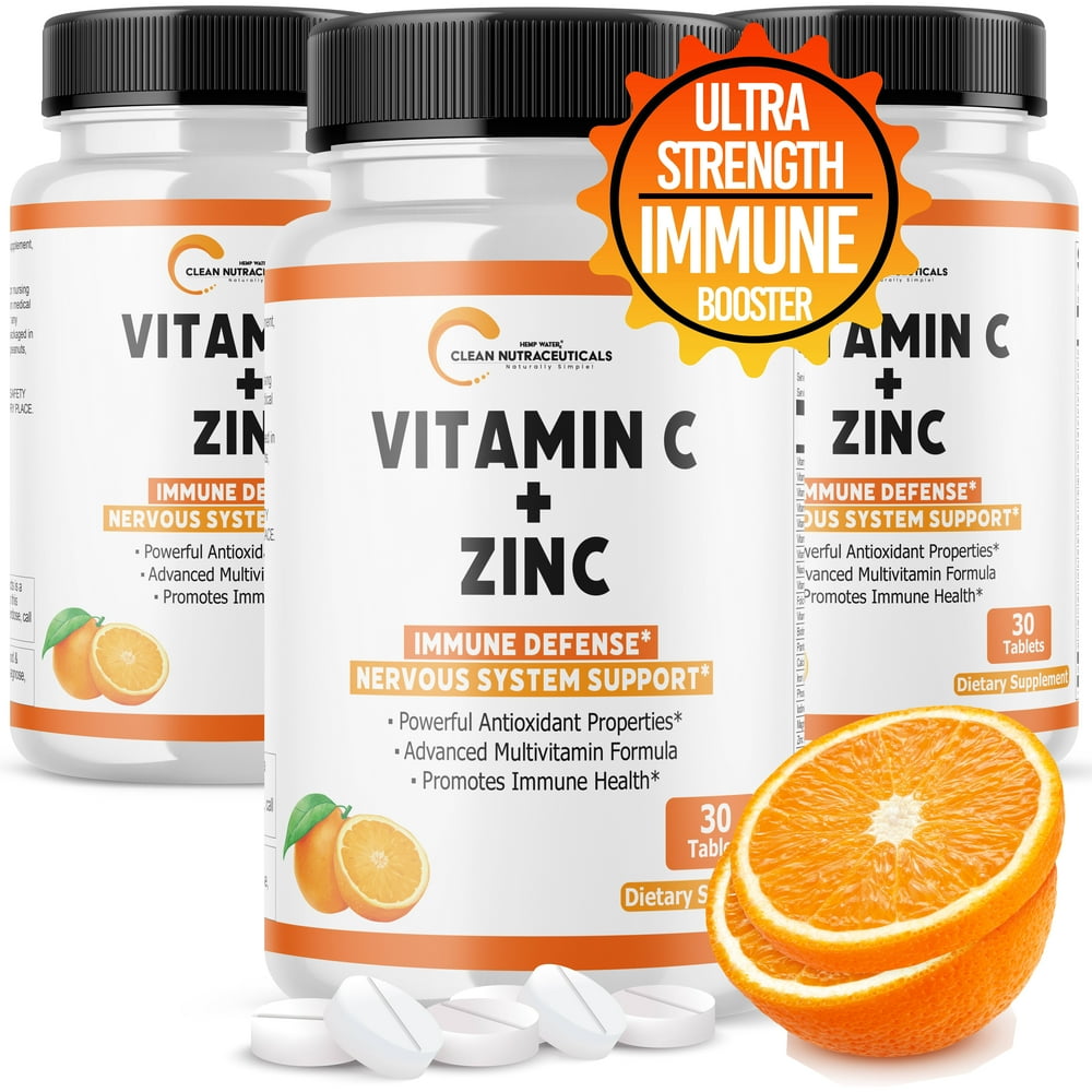 Vitamin C Zinc Immune Support Tablets for Adults Kids (Infused w/ 25