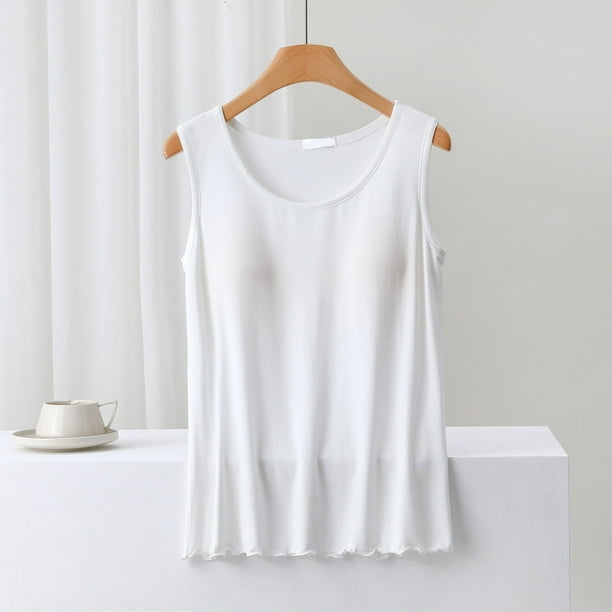 Blusa de pijama de manga corta para mujer, lisa, informal, a la moda, con cuello redondo, sin mangas, para dormir, pijamas para mujer