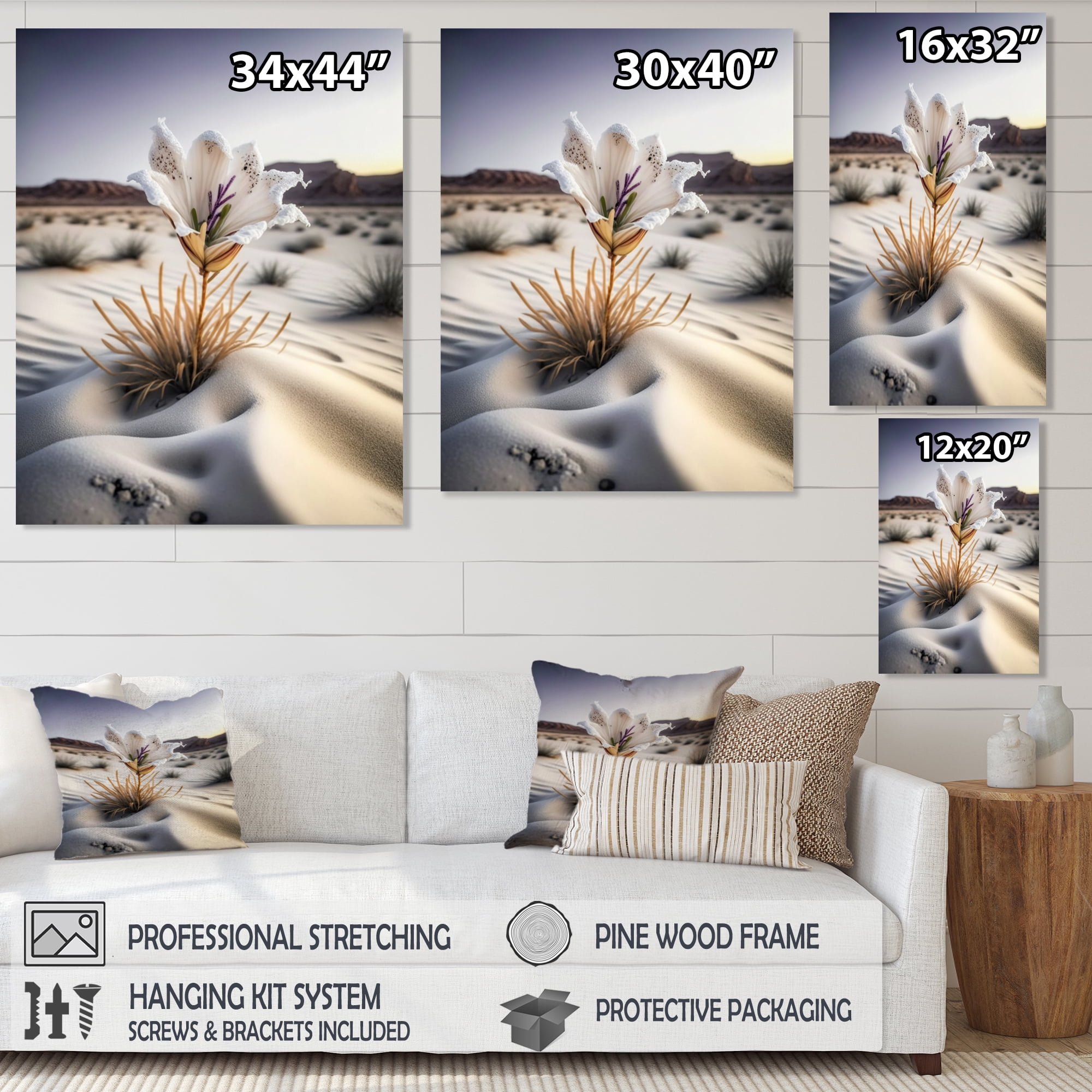 Designart A Blooming White And Purple Lily Flower In Winter IV Canvas Wall Art
