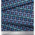 thumbnail image 2 of Soimoi Blue Viscose Chiffon Fabric Diamond & Triangle Geometric Print Sewing Fabric Yard 42 Inch Wide, 2 of 2