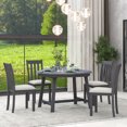 thumbnail image 6 of Harper & Bright Designs Round Extendable Dining Table Set for 4, Wood Farmhouse Table and 4 Upholstered Chairs for Dining Room, Gray, 6 of 17