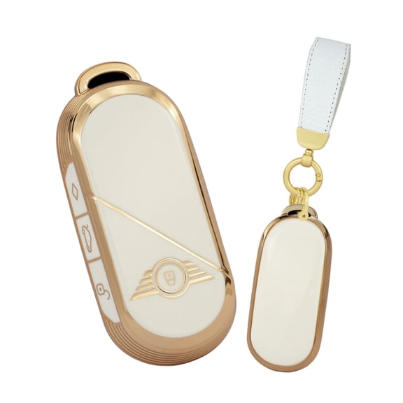 Soft TPU Car Key Fob Cover Case Fit for BMW Mini Cooper Countryman One 2023 2024 Key Protective Cover Keychain Key Holder Car Accessory 4 Button Keychain