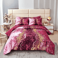 thumbnail image 2 of PERFEMET Burgundy Red Queen Comforter Set 6-Piece Watercolor Marble Bedding Set Retro Artwork Style Bed in a Bag Soft All-Season Bedding for Adult  Women (Burgundy Red,Queen), 2 of 8
