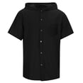 thumbnail image 3 of Conairie Boys Button Down Shirt Solid Relaxed Fit Collared Short Sleeve Tops Kids Comfortable Summer Basic Blouse 9-10 Y, 3 of 5