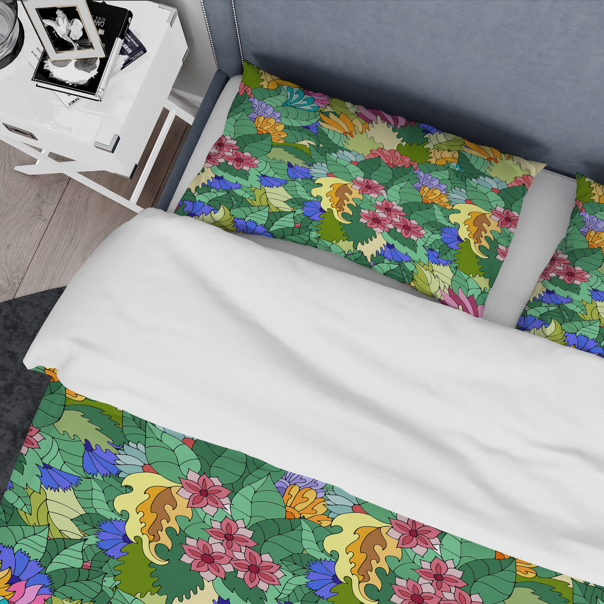 Designart 'Texture with Abstract Flowers & Leaves' Modern & Contemporary Duvet Cover Set