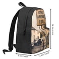 thumbnail image 2 of Lsque Rustic French Signpost Pattern Adult Backpack – Durable & Lightweight PU Canvas Storage Bag , 15” Laptop Compartment, and Multiple Pockets, 2 of 7