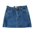 thumbnail image 4 of RUTAYY Women Bodycon Denim Short Mini Skirts High Waist Casual Washed Stretchy Jean Skirts With Pockets Solid Color Flowy Swing Pleated Beach Skirts, 4 of 8
