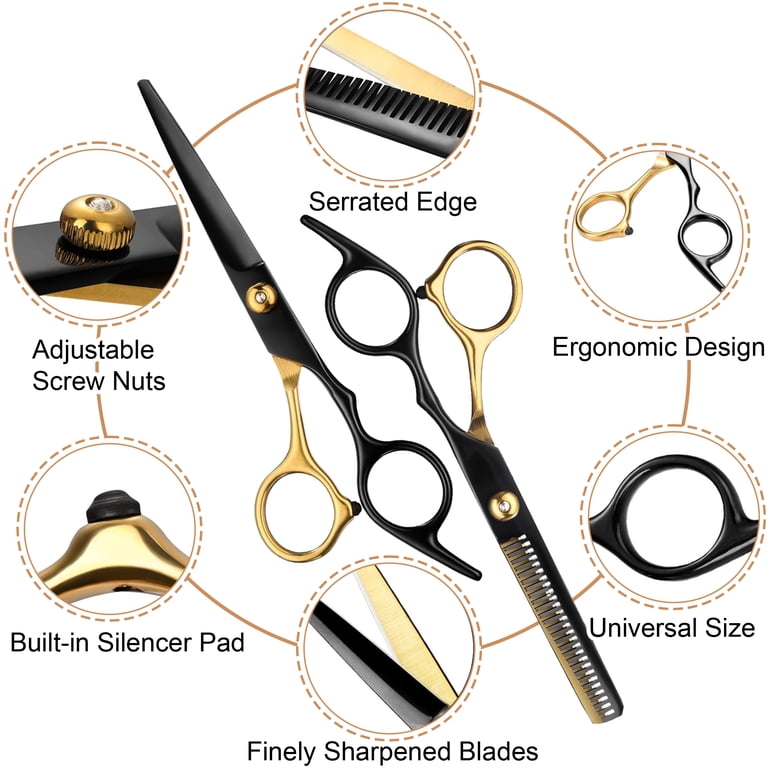 cyrico Professional Hair Cutting Scissors Set, 10 Pieces, Gold photo 2