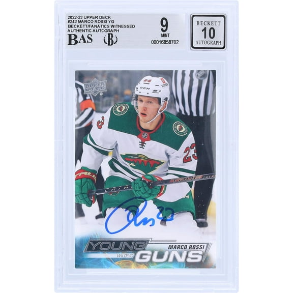 Marco Rossi Minnesota Wild Autographed 2022-23 Upper Deck Series 1 Young Guns #243 Beckett Fanatics Witnessed Authenticated 9/10 Rookie Card - Fanatics Authentic Certified