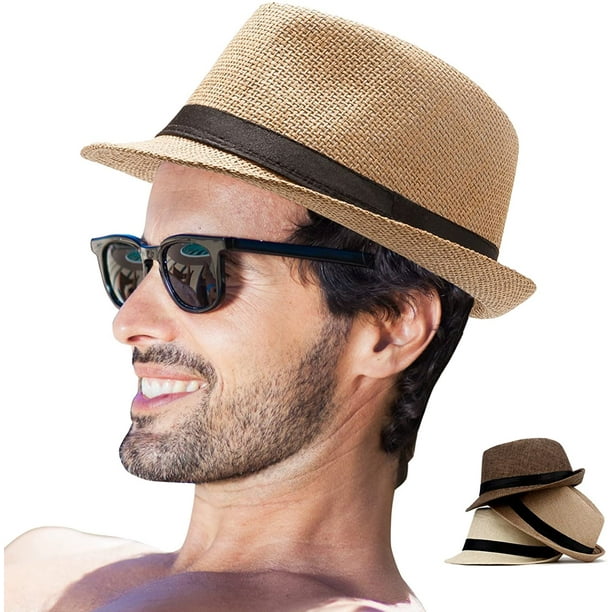 Fedora Hat Mens Fedora Hats for Men Trilby Hat Straw Sun Hat