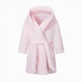 thumbnail image 2 of Toddler Boys Girls Flannel Bathrobes Kids Soft Hooded Sleepwear Cartoon Print Night-robe 2T 3T 4T 5T 6T 7T 8Y to 12T Kids Flannel Hooded Bathrobe Toddler Plush Robes With Belt,Light Pink,Size 9-10T, 2 of 9