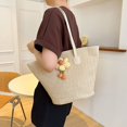 thumbnail image 3 of Bolso tejido para mujer Bolsos para axilas de moda de verano Bolso de hombro Bolso de compras (Blanco), 3 of 7