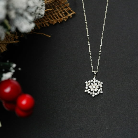 Christmas Necklace: Magical SnowFlake, 925 Sterling Silver Necklace, Necklace for Women, Chariot Jewelry