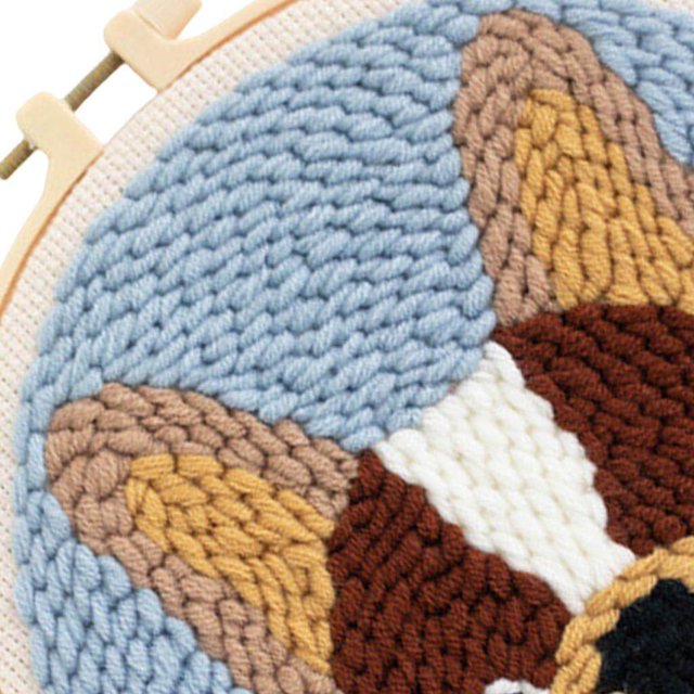 ziyahi Punch Needle Kit DIY Needlework Animal Dog Embroidery for Print Pattern Adult Kid Starter D