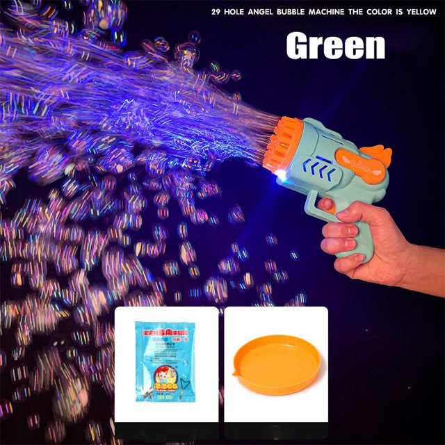 Pistola de burbujas eléctrica automática para niños, jabón, cohete, máquina de burbujas, juguete para fiesta de bodas al aire libre, luz LED, regalos de cumpleaños para niños