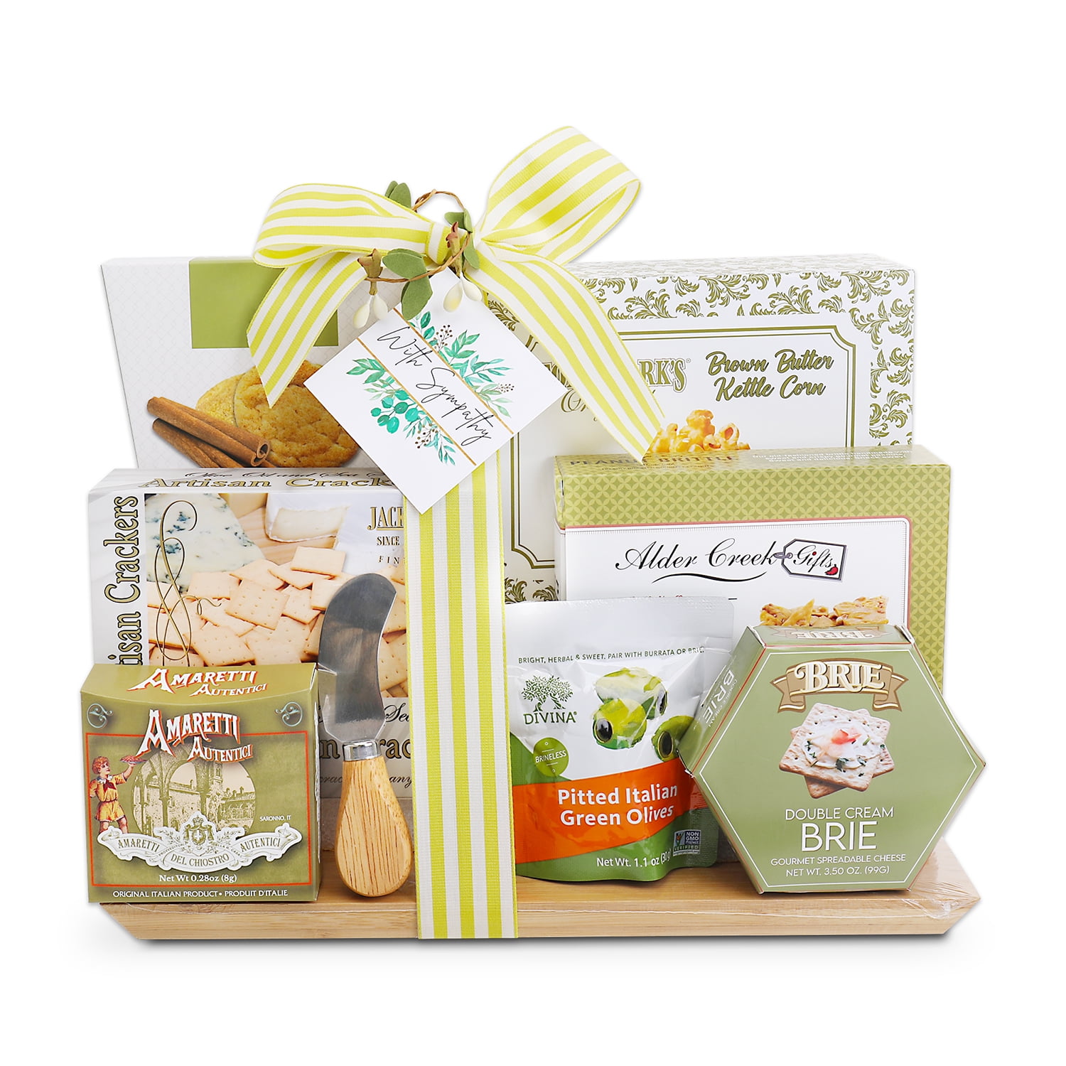 Alder Creek Gift Baskets With Sympathy Savory Cutting Board (8 Items)