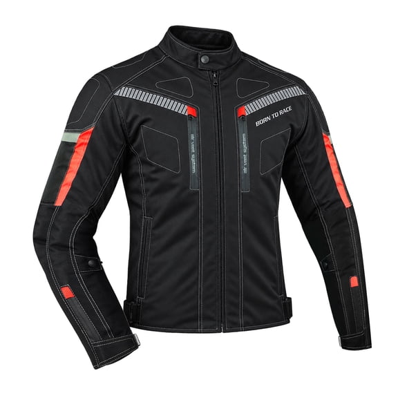 Men’s Waterproof Motorcycle Textile Jacket, All-Season Touring Riding Jacket with EVA Foam Padding, Air Vents, YKK Zipper, Adjustable Fit Black-S