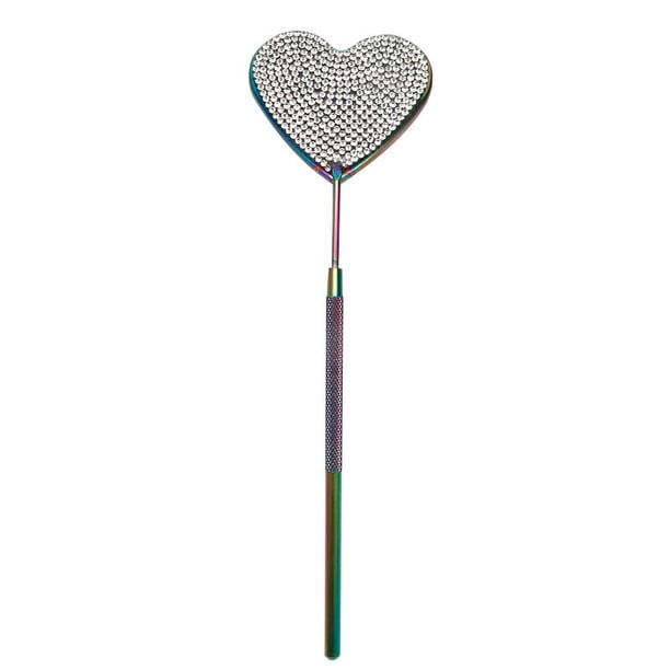 Espejo de inspección de pestañas de acero inoxidable especial Espejo ovalado en forma de corazón con espejo de pestañas de diamante Espejo de pestañas cuadrado de mano