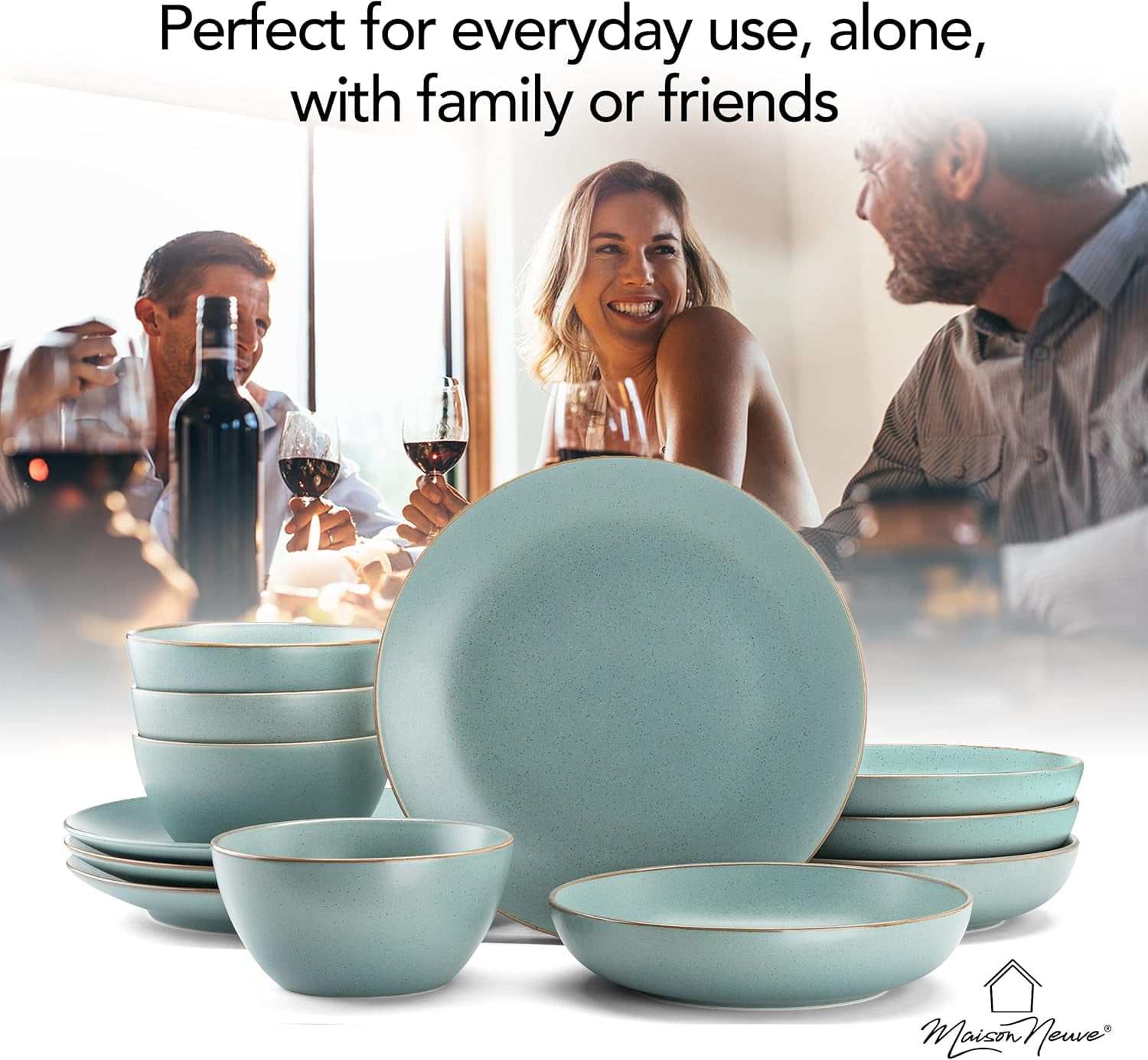 Maison Neuve Riverside 12-Piece Dinnerware Set for 4, Hand Crafted