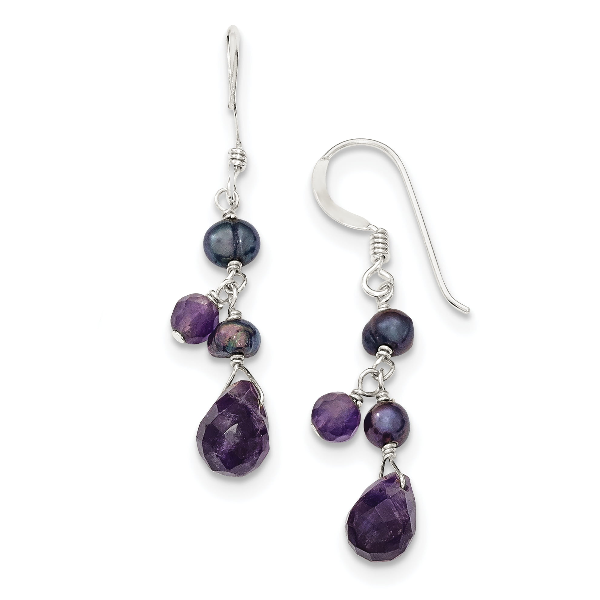 boho silver tone earring long dangle earrings drop heart romantic earrings purple amethyst earrings lilac agate and rhinestones earrings