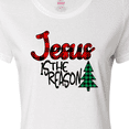 thumbnail image 4 of Inktastic Christmas Jesus is the Reason with Green Plaid Tree Women's T-Shirt, 4 of 5
