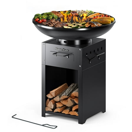 MASTER COOK Charcoal Grill, Fire Pit and BBQ Combo for Backyard Parties, Camping and Outdoors, Round