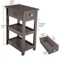 thumbnail image 2 of ANHXN End Table,  Nightstand with Drawer and Shelves, Wood Look Accent Narrow Side Tables Living Room Bed Room Office, 2 of 18