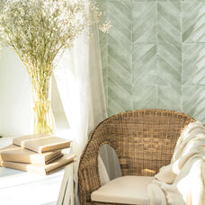 Smart Tiles Peel and Stick Backsplash, 5 Adhesive Tiles, Chevron Green, 11.43"x9"