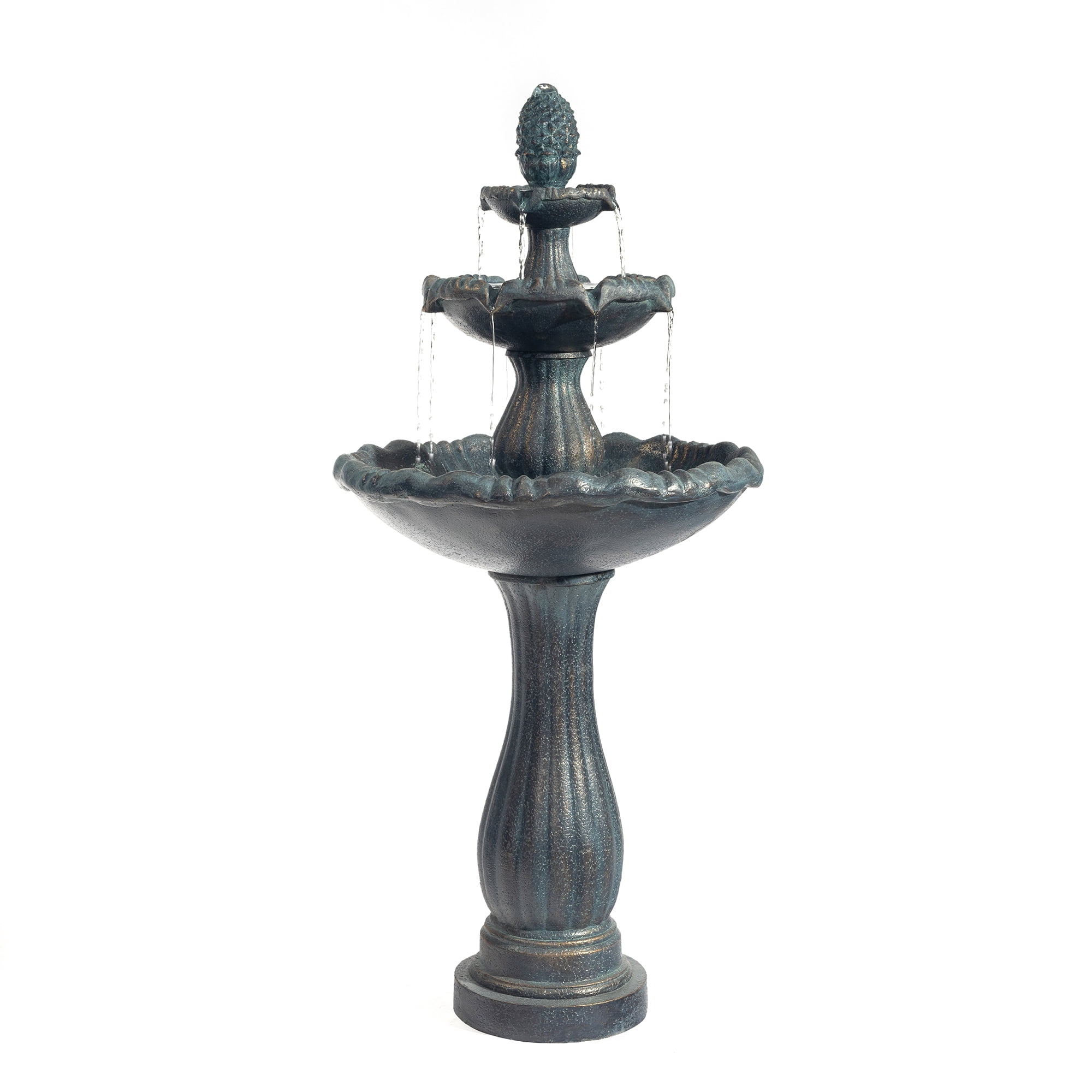 48.03" Outdoor Water Fountain, 3-Tiers water feature Outdoor Freestanding Waterfall Fountains for Garden, Patio
