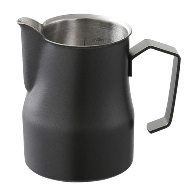 Jarra para espumar leche Jarra de acero inoxidable Jarra para espumar leche Espumador 350ml Negro