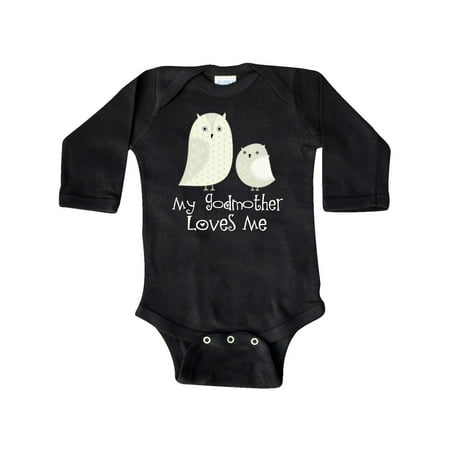 

Inktastic My Godmother Loves Me Gift Baby Boy or Baby Girl Long Sleeve Bodysuit