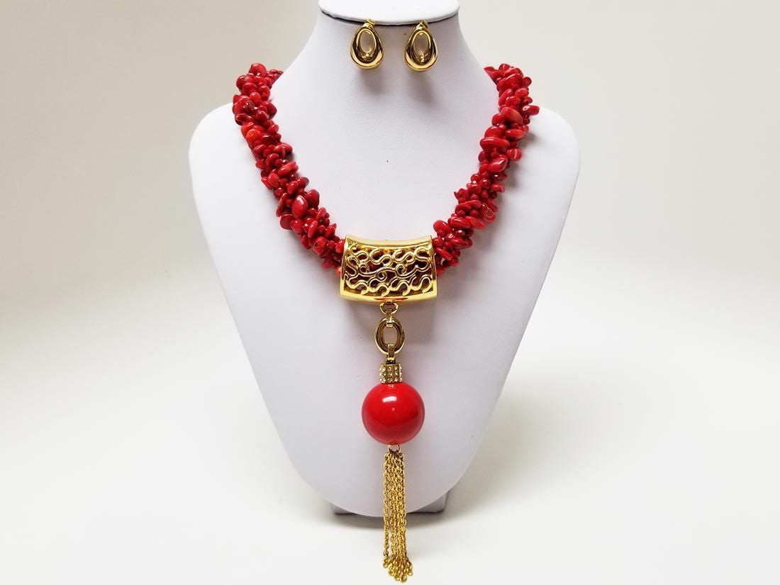 Exclusive Handcrafted Stainless Steel and Coral Set for Women by