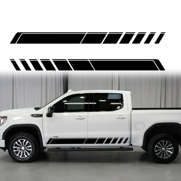2pcs 94.5'' Black Sport Stripe Graphics Side Body Door Decal Sticker For Truck Pickup Etc