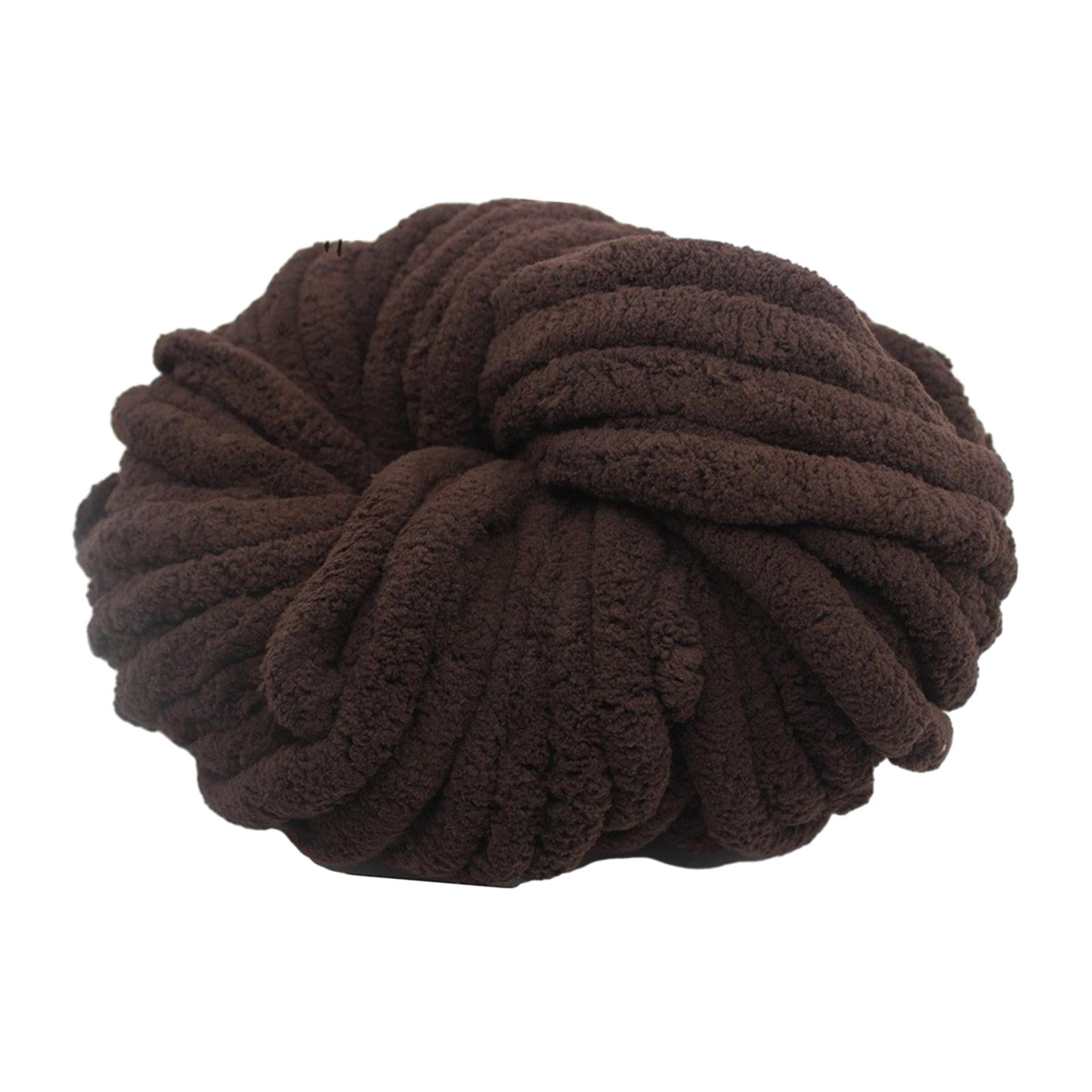 Tachiuwa Chunky Chenille Yarn for Crocheting, Bulky Thick Yarn for Knitting,Super Bulky Chunky Yarn for Hand Knitting Blanket Coffee