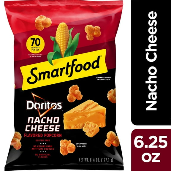 Pack of 2 Smartfood Doritos Nacho Cheese Flavored Popcorn, 6.25 oz (packaging may vary)