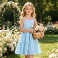 thumbnail image 5 of Tfken Comfy Dresses For Girls Soft Travel Holiday Girls Sleeveless Dresses Elegant Solid Color Party Children Cute Clothes Size 7-8 Years, 5 of 6