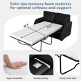 thumbnail image 3 of Accent Sofa Bed, 2-seat Sofa Convertible to Twin Bed with Mattress, Modern Sofa Sleeper with Armrest and Backrest, Living Room Loveseat with USB Charging Port and 3-pin Plug, Black, 3 of 7
