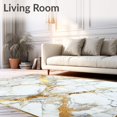 thumbnail image 2 of Flatwoven High Traffic Area Rug, Elegant Marble Gold &, Non Slip, Stain Resistant, Washable Area Rugs for Living Room, Bedroom(White, 6X9), 2 of 8