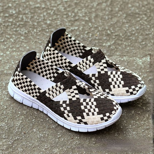 XIHAHA 2023 Zapatos planos De moda para Mujer, Zapatos tejidos con banda elástica, Zapatos planos cómodos para Mujer, mocasines informales para Mujer, Zapatos De Mujer