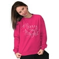 thumbnail image 4 of Cute Christmas Merry and Bright Women Crewneck Sweatshirt Brisco Brands L, 4 of 6