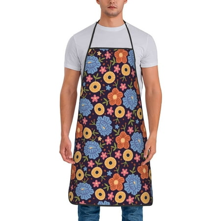 

Gaeub Leaves Flower Print Apron for Men and Women Waterproof Apron for Cooking Dishwashing Lab Butcher Dog Grooming