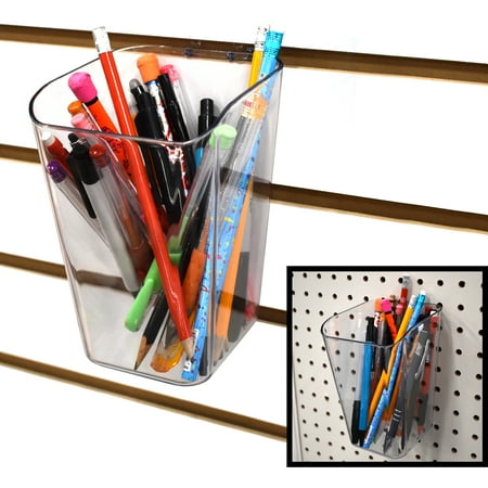 Pen Cup for Pegboard & Slatwall, Acrylic Bucket Bin, 10 Pack
