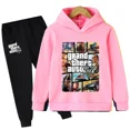thumbnail image 3 of Conjunto de 2 piezas de sudaderas con capucha y pantalones largos de dibujos animados para niños, juego de Gta 5, ropa para niños de 4 a 14 años, chándal de otoño, 3 of 5