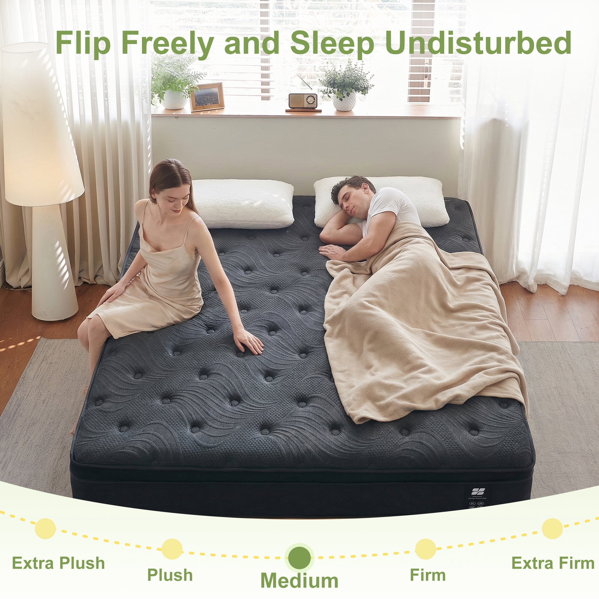 Actoroom 14 inch Memory Foam Mattress King Size in a Box, Medium Firm King Hybrid Mattress with Individual Pocket Spring,Black,CertiPUR-US