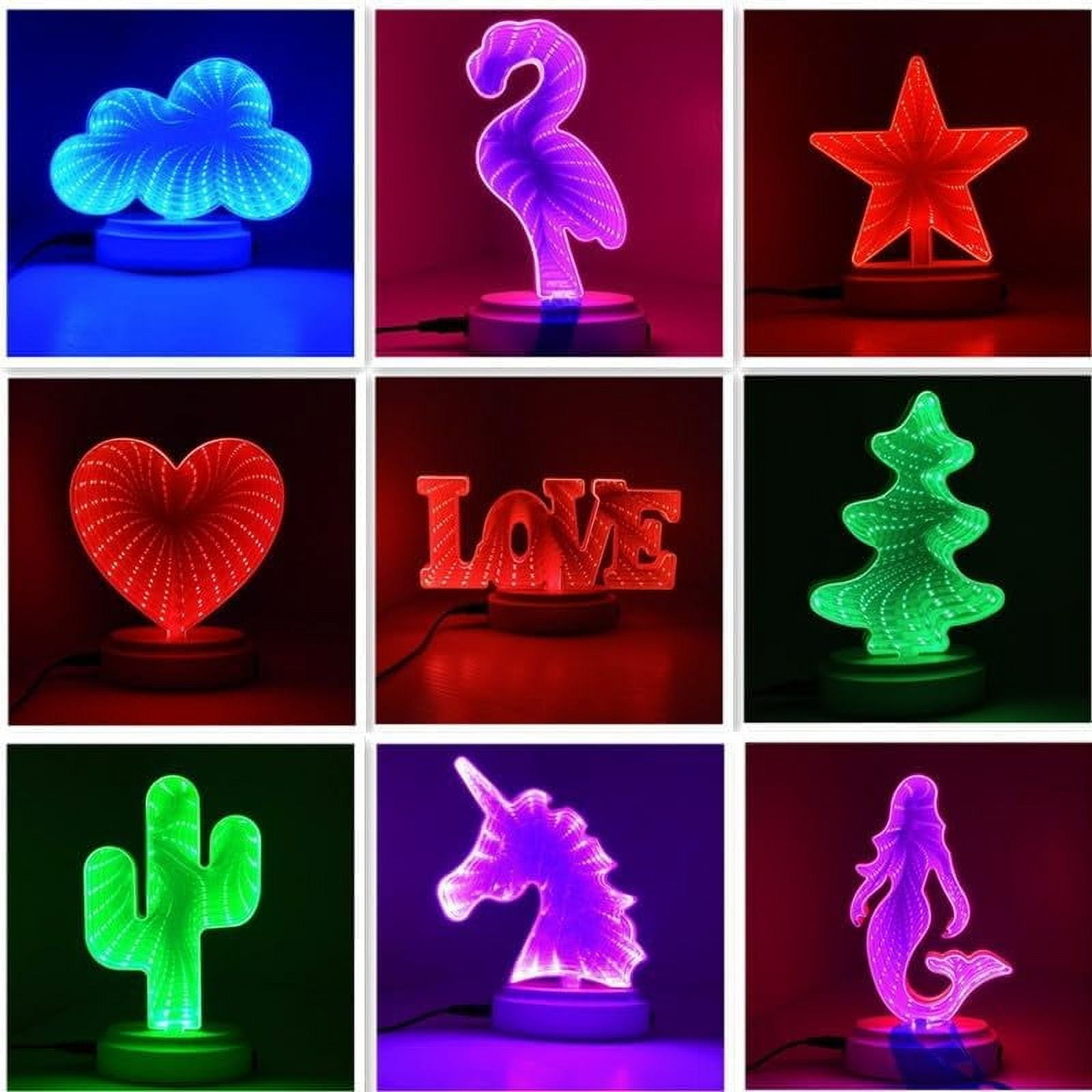 Huiyi 3D Mirror Night Light, Tunnel Light 3D Mirror Light,Infinity Mirror Tunnel Light, LED Mirror Tunnel Night Light for Bedroom/Party/Home Decor (Red Heart)
