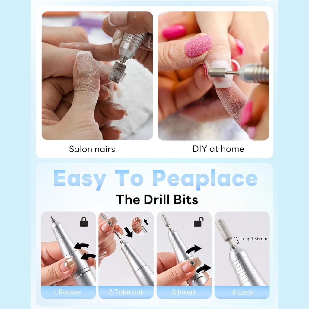 Rechargeable Acrylic Nail Drill Professional 30000 RPM Low Noise Manicure Care