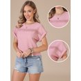 thumbnail image 2 of DARING DIVA Women's Short Sleeve Hollow Out Casual Eyelet Tops 2XL Pink, 2 of 6