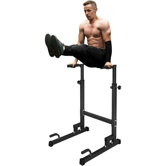 HooKung Adjustable Dip Bar Heavy Duty Steel Dip Station Power Tower Dip Station Pull up Bar Power with Max Weight 330Ibs