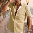 thumbnail image 3 of adaychics Men Beach Shirts Solid Color Trendy Short Sleeve Vacation Shirt Button Down Tops for Vacation Dating Beach, 3 of 6